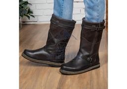 Монголки коричневые с замком, войлочная подошва, - Мирунт фото 5