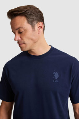 Erkek Lacivert Comfort Fit Bisiklet Yaka Basic Ti__rt