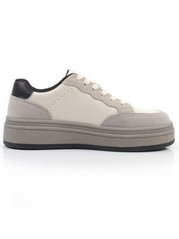 03-YE475-2 BEIGE/GREY Кроссовки женские (натуральная кожа) - Фабричный китай фото 7