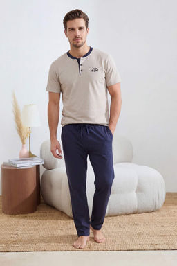 Gri Regular Dugmeli Yaka Orme Pijama Tak?m? TMNSS26PT00033