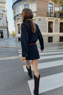 Z1975 SHORT DENIM DRESS WITH BELT - Zara фото 6