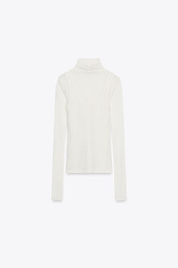 HIGH NECK LAYERED T-SHIRT - Zara фото 5