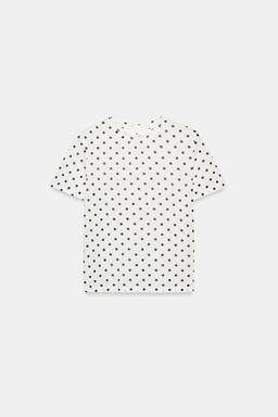 CAMISETA LUNARES MANGA CORTA / Crudo / Negro