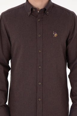 Мужская коричневая базовая рубашка с длинным рукавом Неожиданная скидка в корзине - U.s. polo assn фото 6