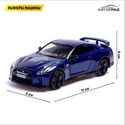 Машина металлическая NISSAN GT-R (R35), 1:32, открываются двери, инерция, цвет синий - Автоград фото 2