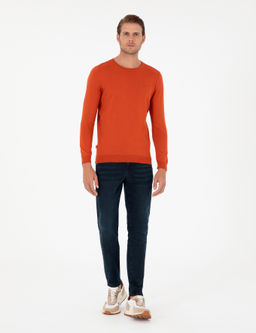 Turuncu Slim Fit Bisiklet Yaka Basic Triko Kazak - Pierre cardin фото 4