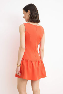 Nar Cicegi Kolsuz Etegi Volanl? Mini Esnek Dokuma Elbise TWOSS26EL00304 - Trendyolmilla фото 4