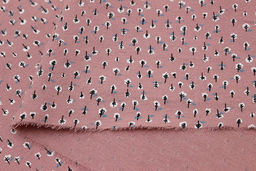 Теплый хлопок Мелкие белые листочки цв.т.винтажный пыльно-розовый, ш.1.49м, хл-100%, 150гр/м.кв - Купава фото 2