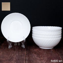 Набор суповых тарелок 6 штук 600 мл 150 мм белый фактурный /WVW60Q WHITE - Галеонтрейд фото 2