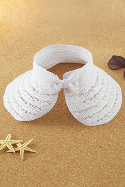 Beyaz Fiyonklu Plaj Sapka TBESS25SP00001 - Trendyolmilla фото 3