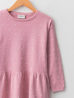 Bisiklet Yaka Puantiyeli Uzun Kollu K?z ?ocuk Triko Elbise - Waikiki фото 3