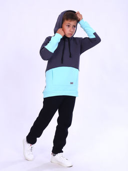 Толстовка "Колор" серый-бирюза