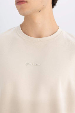 Футболка обычного кроя с круглым вырезом из плотной ткани с принтом - Defacto фото 5