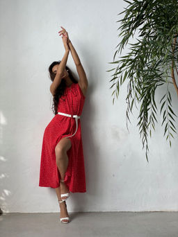 Платье, как из к/ф Красотка, красное в хаотичный горошек - Martichelli фото 38