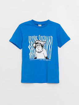 Bisiklet Yaka Nostaljik Maymun Bask?l? K?sa Kollu Erkek ?ocuk Ti??rt