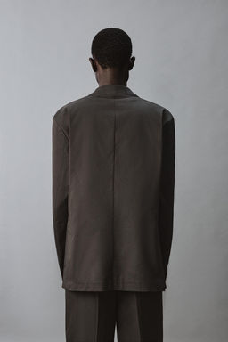 BLAZER RELAXED FIT TRAJE MEZCLA ALGOD?N / Marr?n - Zara фото 3