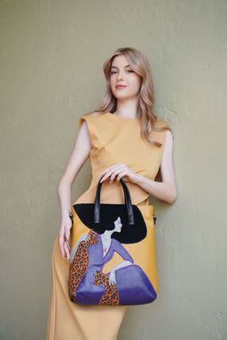 Сумка с аппликацией ДС-220-224 черный+желтый