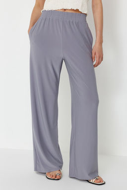 TRENDYOLMILLA Siyah Wide Leg/Rahat Kesim Yuksek Bel Esnek Orme Pantolon TWOSS23PL00129  фото 36