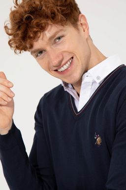 U. S. Polo Assn Мужской темно-синий базовый свитер - U.s. polo assn фото 4
