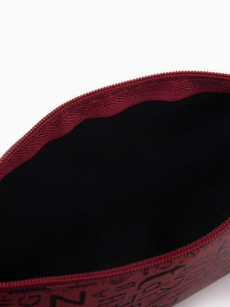 Косметичка-пенал на молнии, маленькая, с буквами, бордовая