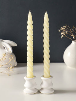 Набор свечей витых, 2.3×24.5 см, 5 ч, 50 г, 2 шт., слоновая кость