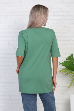 Футболка удлиненная с рисунком листья пальмы, Арт. 786