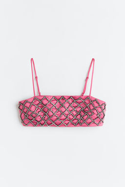 Crop top con strass