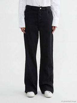 Kolay Giyilebilir Beli Fermuarl? Straight Fit Kad?n Jean Pantolon