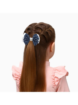 Цена за 6 шт. Бант для волос на резинке «Школьница», штрихи, 6.5 см, сине-белый