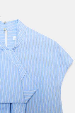 CAMISA RAYAS LAZADAS ZW COLLECTION / Blanco / Celeste - Zara фото 7