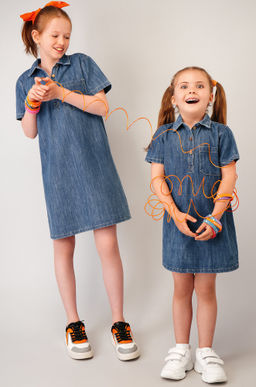 Джинсовое платье с коротким рукавом для девочки Happyfox