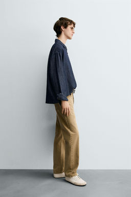 DENIM COTTON-LINEN SHIRT - Zara фото 4