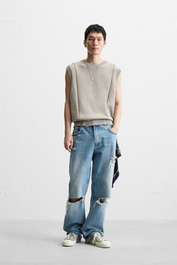 DISTRESSED KNIT WAISTCOAT