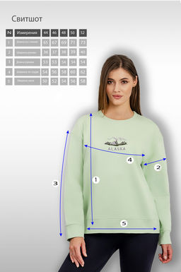 Арт.15112 Свитшот женский 44-52 (5 шт) Цвет:салатовый