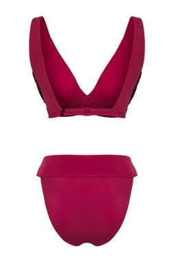 Trendyolmilla Bordo Ucgen Yuksek Bel Brazilian Bikini Tak?m? TBESS25BT00121