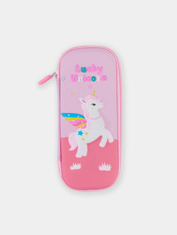 Футляр-пенал школьный розовый с единорогом