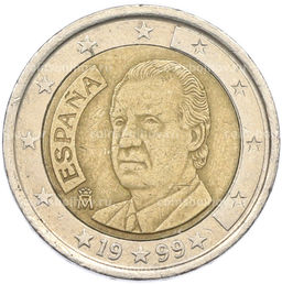 Монета 2 евро 1999 года Испания