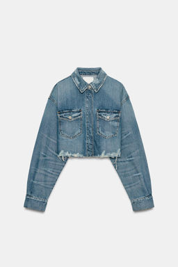 TRF CROP DENIM OVERSHIRT - Zara фото 5