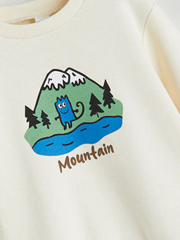 Bask?l? Erkek ?ocuk Sweatshirt ve E?ofman Alt 2li