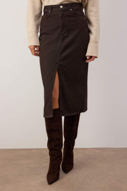 Kahverengi Denim Midi Etek TWOAW26ET00140 - Trendyolmilla фото 3