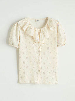 F?rf?rl? Yaka ?i?ek Bask?l? K?z ?ocuk G?mlek