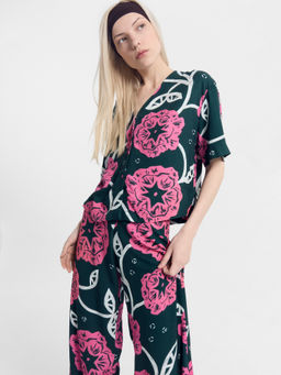 Комплект женский (жакет, брюки) зеленый с цветами - Mark formelle фото 2