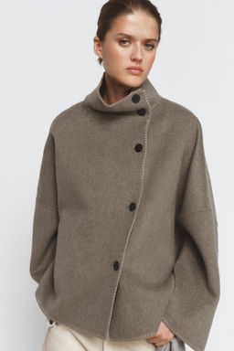ZW COLLECTION WOOL BLEND TOPSTITCHED JACKET - Zara фото 2