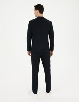 Lacivert Ex. Slim Fit _izgili Tak_m Elbise