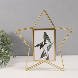 Фоторамка для фото10?15 см Звезда, металл, золотистая, 29?4?26.3 см