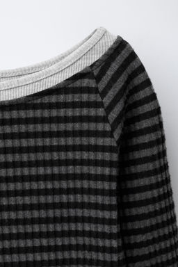 DOUBLE TEXTURE STRIPED T-SHIRT - Zara фото 3