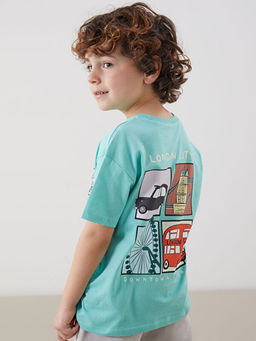 Bisiklet Yaka Bask?l? Erkek ?ocuk Ti??rt