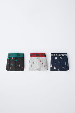 AGES 6-14 / PACK OF THREE SANTA AND SNOWMAN BOXERS - Zara фото 5