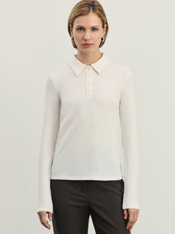 Джемпер поло в рубчик / Zarina  фото 3