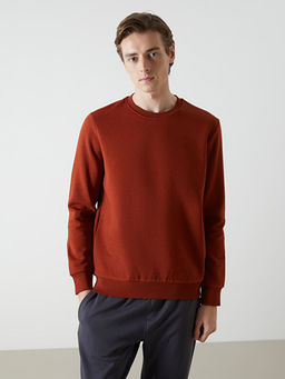 Bisiklet Yaka Uzun Kollu Bask?l? Erkek Sweatshirt